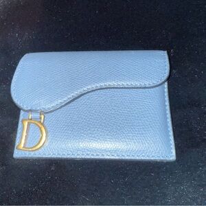 Dior Light Blue Wallet with Gold Accent